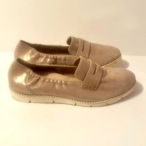 Paul Green Sally Penny Loafer Cashmere Suede Metallic Flat Sz AU 7/US 9.5 EUC